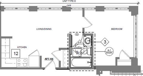 Floor plan for studio, 1 bath, 759 sqft